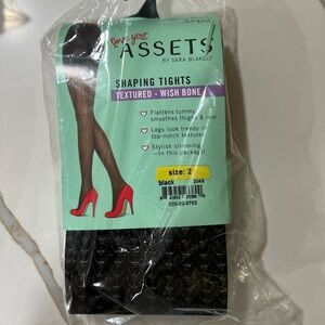 NWT NIP Love Your Assets by Spanx Textured Wishbone Black Shaping Tights Size: 2
